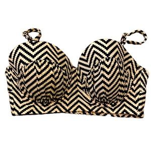 Gorgeous retro look underwire bikini swim top support d/dd black cream